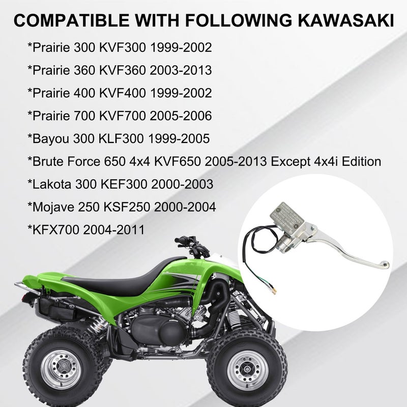 Vanlison Front Right Hand Brake Master Cylinder Compatible with Kawasaki Prairie 300 360 400 700 Bayou 300 Brute Force 650 Lakota 300 Mojave 250 KFX700 Part # 43015-1646 Chrome - Image 2